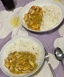 Various plates of food.