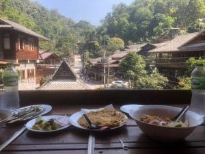 Various plates of food.