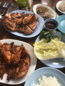 Various plates of food.