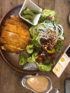 Various plates of food.