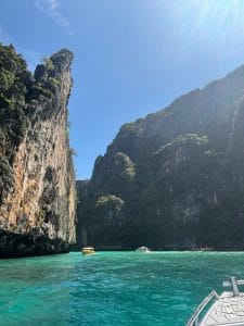 Two mountains imposing either side of the sea.